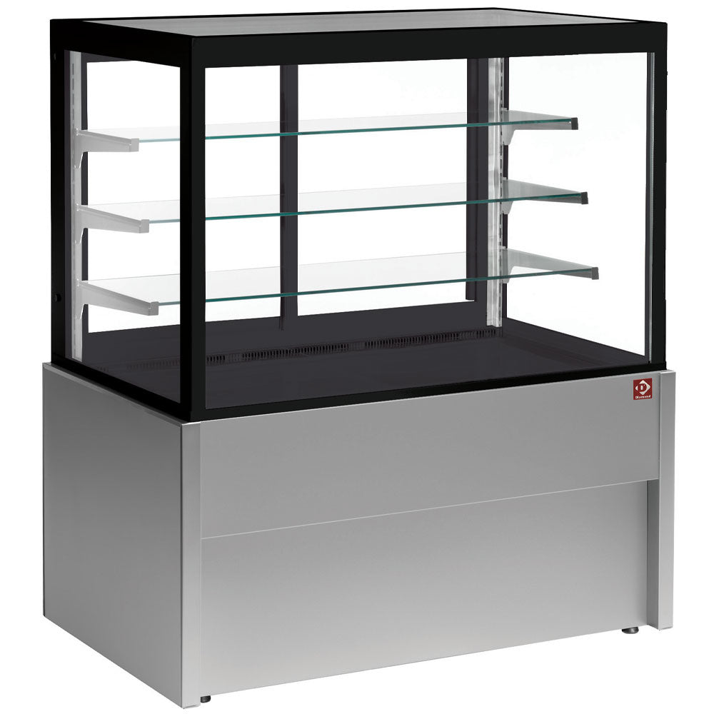 Panoramic refrigerated display counter, ventilated, 4 levels, without storage room - GREY