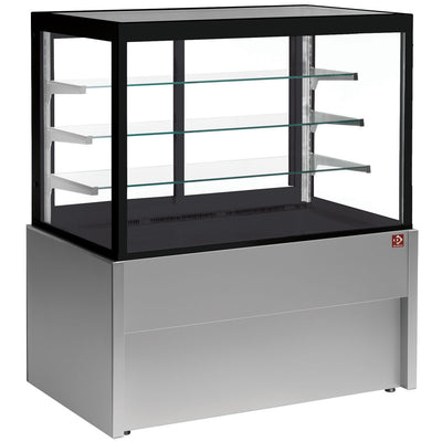 Panoramic refrigerated display counter, ventilated, 4 levels, without storage room - GREY