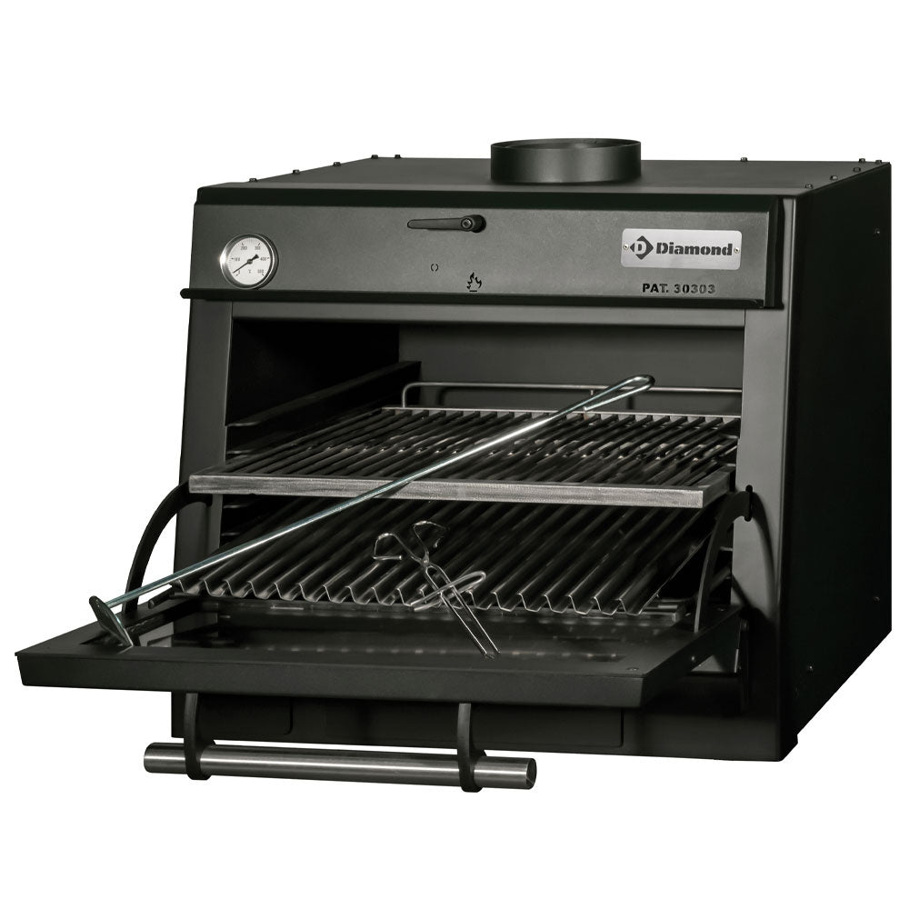 Charcoal oven-BBQ, GN 1/1 (60 Kg/h)/Black