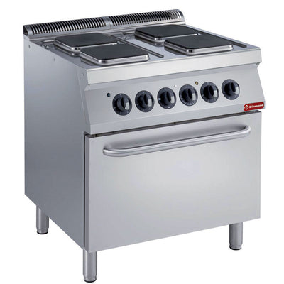 Electric stove, 4 squared plates, electric oven GN 2/1
