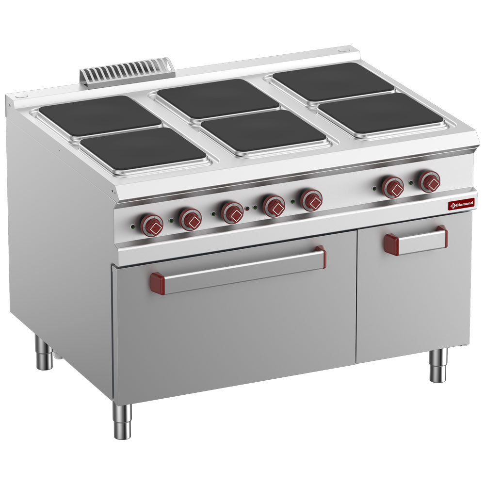 Electric stove 6 plates on electric oven GN 2/1, neutral close cupboard