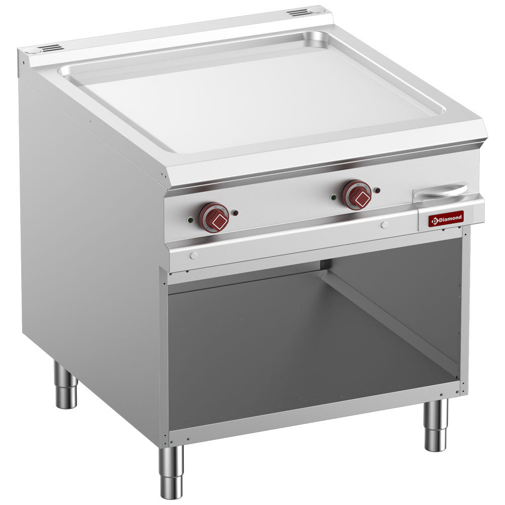Smooth electric fry top, chrome-plated, module 1/1, open cupboard