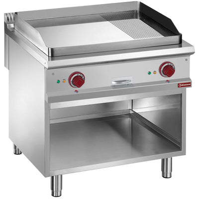 El. fry top 2/3 smooth & 1/3 grooved, chromium-plated, module 1/1, open cupboard