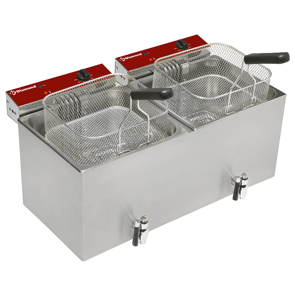 Elektrisk bordfriture 2x 12 liter + tap