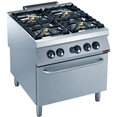 Cooker 4 burners, gas oven GN 2/1 "POWERFUL"