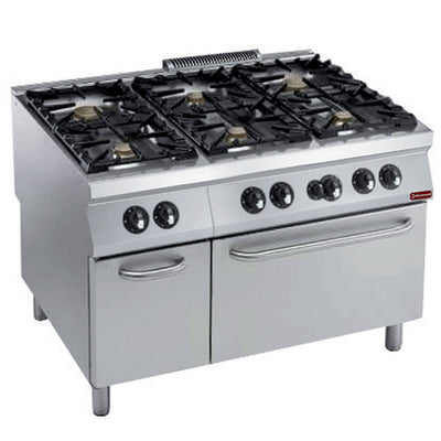 Cooker 6 burners (Power) + gas oven GN 2/1, neutral cupboard