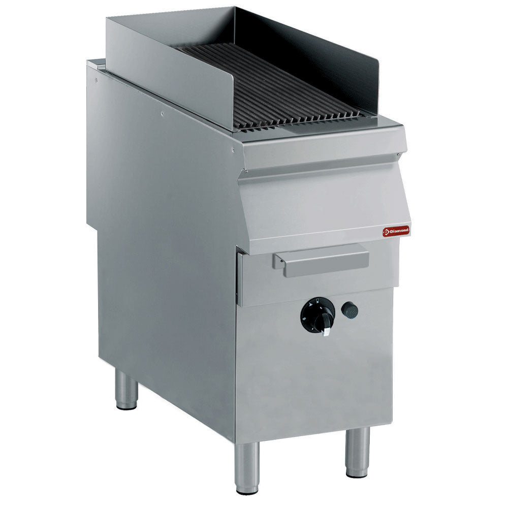 Gas grill, grill in cast iron, on pedestal