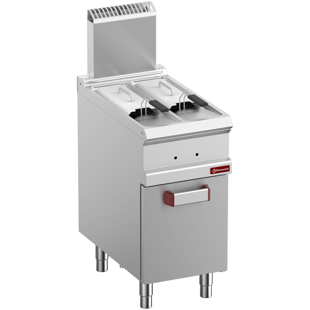 Gas fryer 2 tanks 7 liters on cupboard