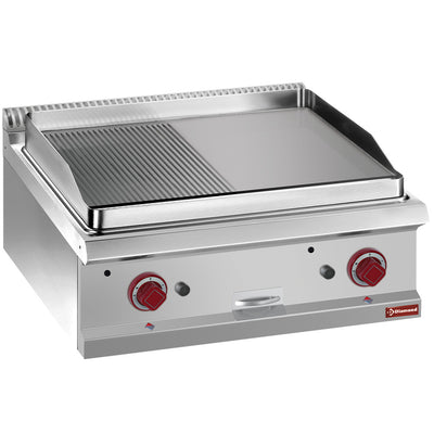 Gas stegeplade 1/2 glat og 1/2 ristet, modul 1/1 -TOP-