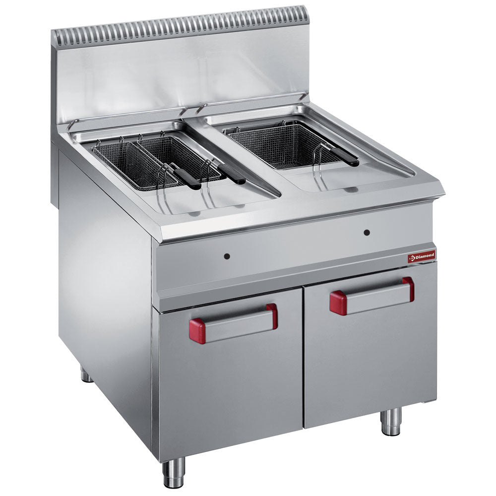 Gas fryer 2 tanks 18 liters (2x 18 kW) on closed cupboard
