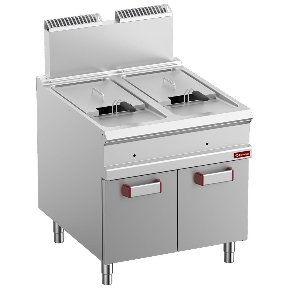 Gas fryer 2 tanks 18 liters (2x 18 kW) on closed cupboard