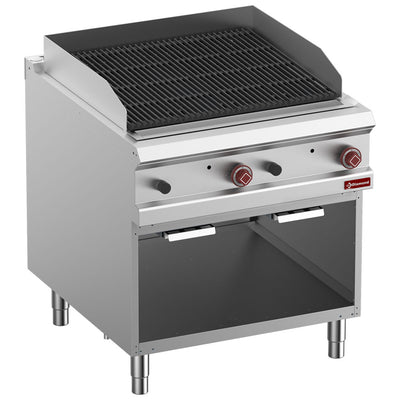 Lavastone grill, modul 1/1, "2 ansigt" støbejerns rist, åben skab