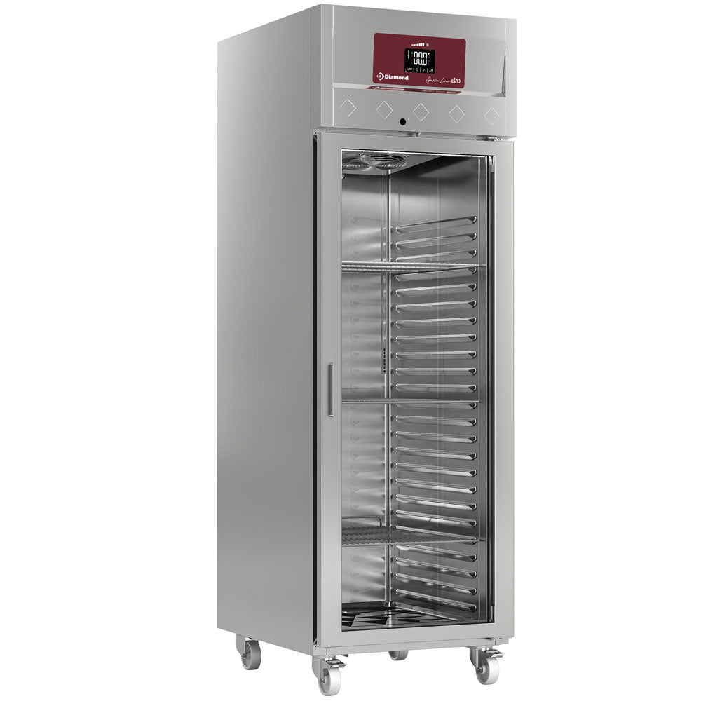 Ventileret fryser 700 liter, 1 glasdør GN 2/1, på hjul