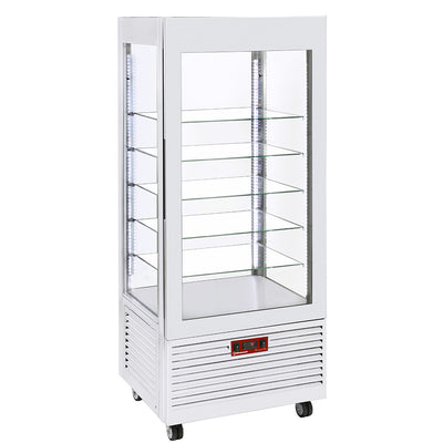 Display 4 sides T° negative, 5 glass shelves, ventilated, 480 Lit, WHITE