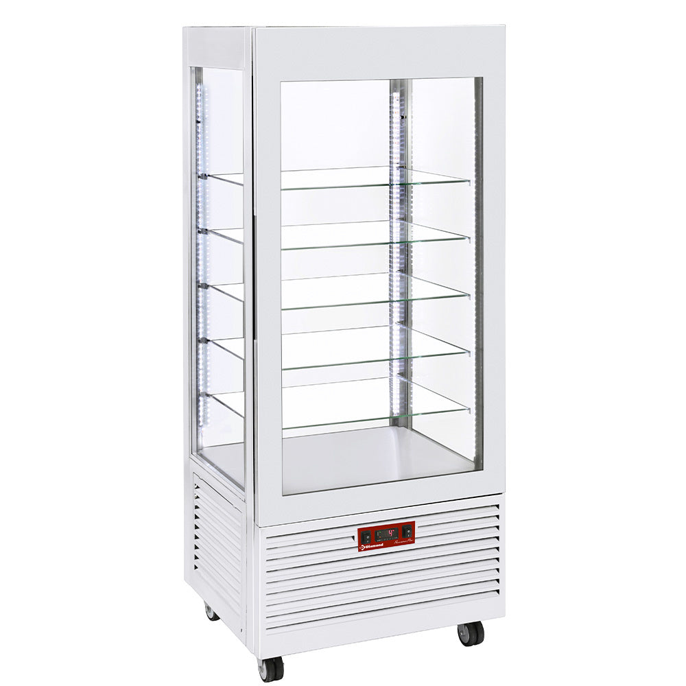 Display 4 sides T° negative, 5 glass shelves, ventilated, 480 Lit, WHITE