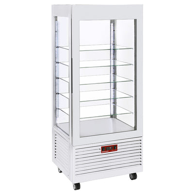 Display 4 sides T° positive, 5 glass shelves, ventilated, 480 Lit, WHITE