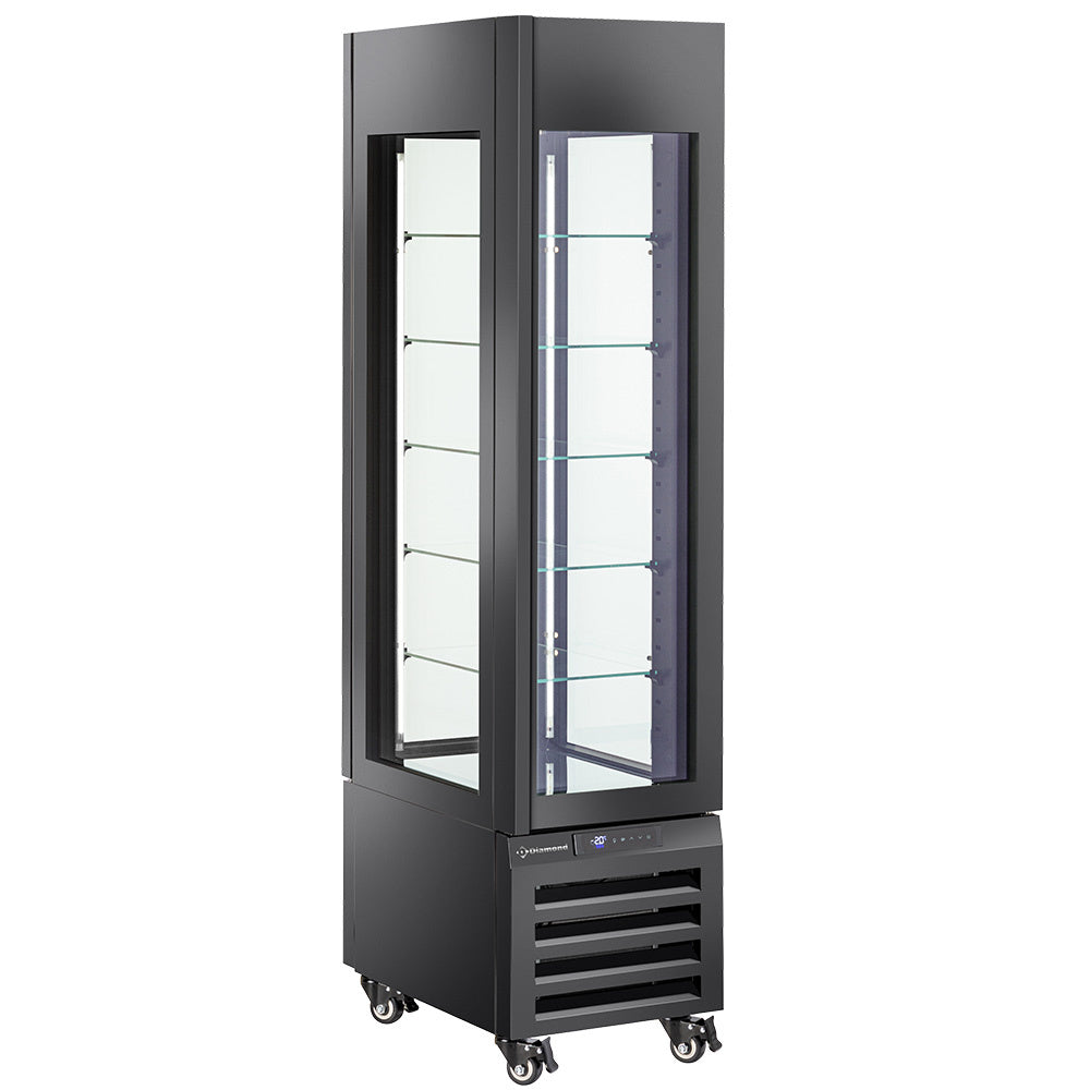 FULL vitrine 260 Lt., 5 glass levels, ventilated - PASTRY - BLACK