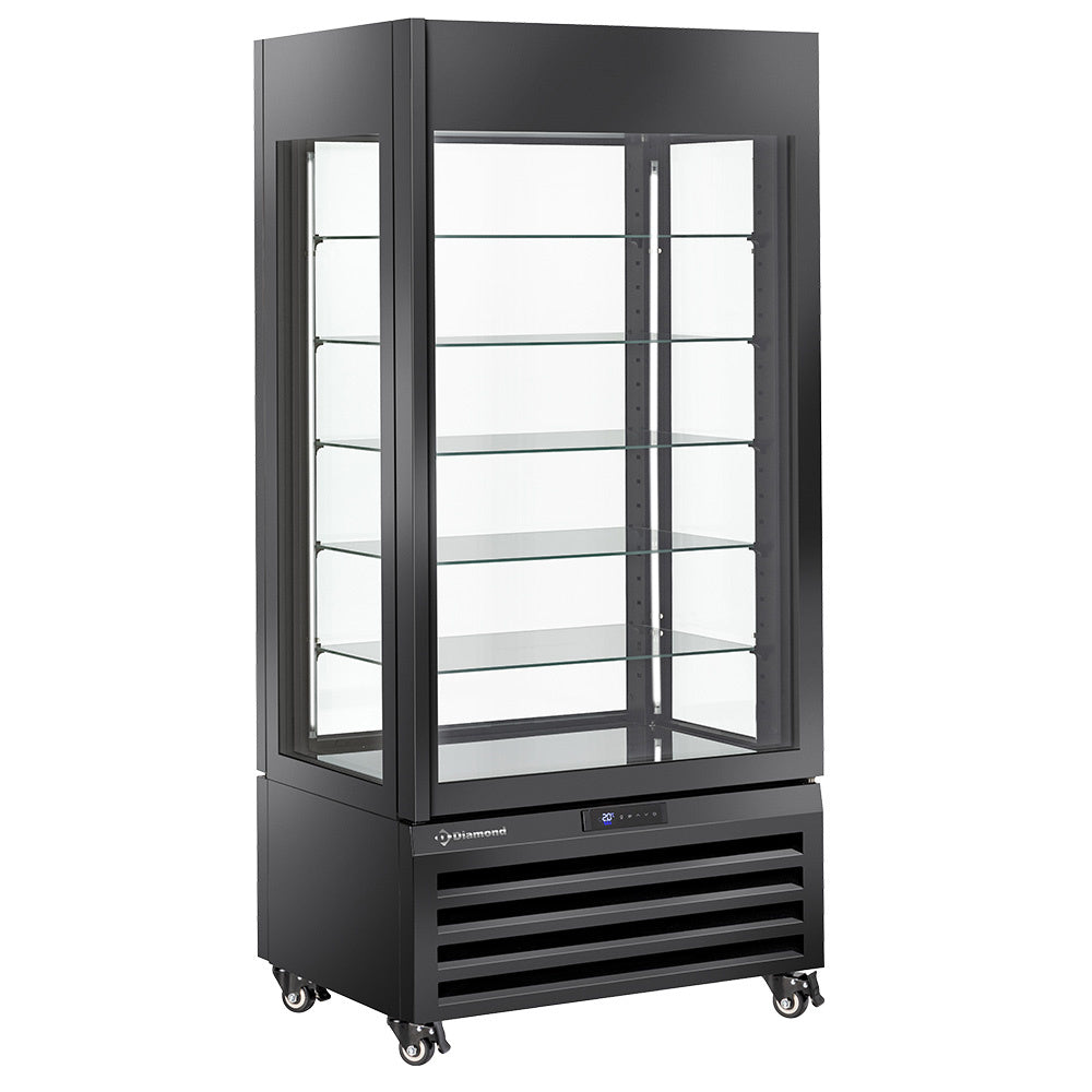 Vitrine 600 Lt., 5 glashylder, ventileret - IS & DESSERT - SORT