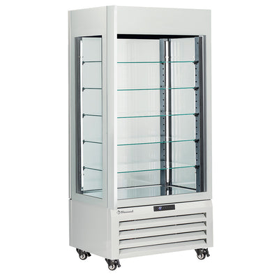 Vitrine 600 Lt., 5 glashylder, ventileret - IS & DESSERT - HVID
