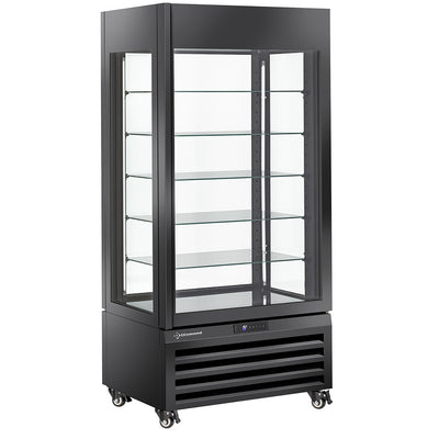 Fully glassed showcase" 600 Lt., 5 glass levels, ventilated - CHOCOLATE - BLACK
