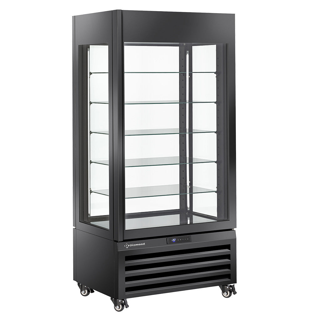 FULL vitrine 600 Lt., 5 glass levels, ventilated - PASTRY - BLACK