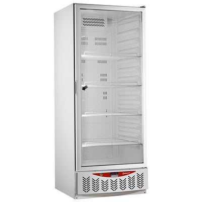 Ventileret køleskab, glasdør, 525 liter, GN2/1+600x400, hvid