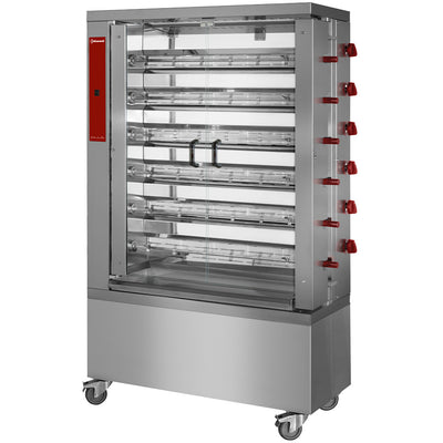 Kyllinge gasgrill, 6 spid, med hjul (36 kyllinger)