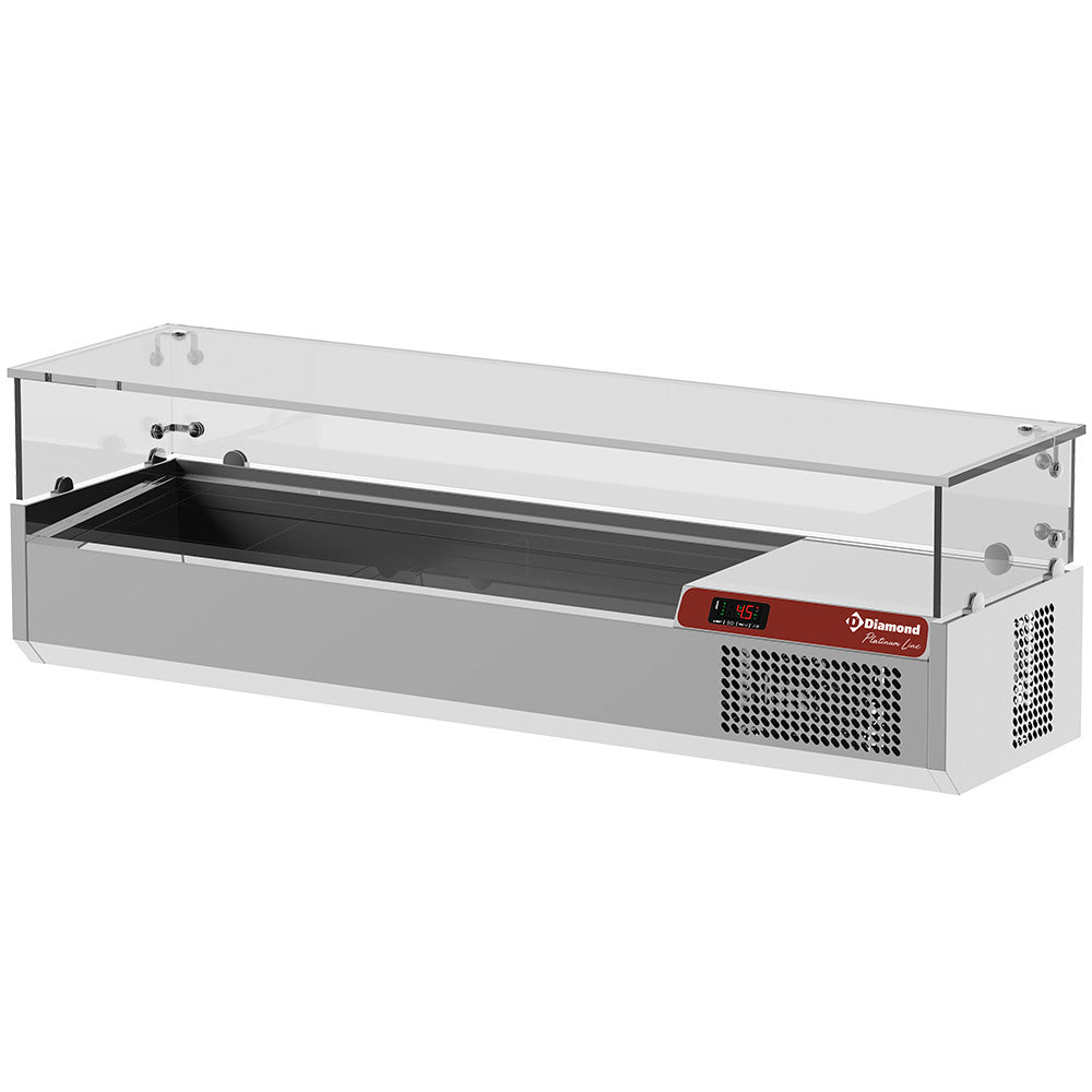 Saladette med glas 1400 mm.
