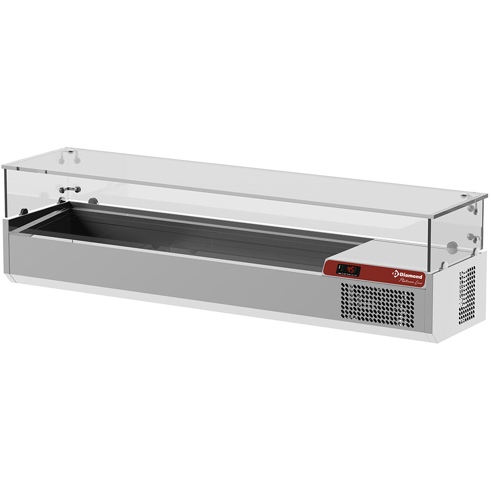 Saladette med glas 1600 mm.