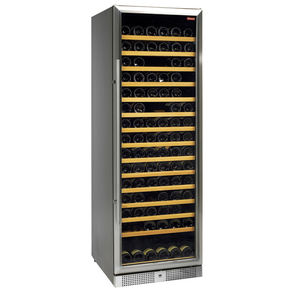 Glaseret vinkælder, ventileret, rustfrit stål vogn, 375 l, sort