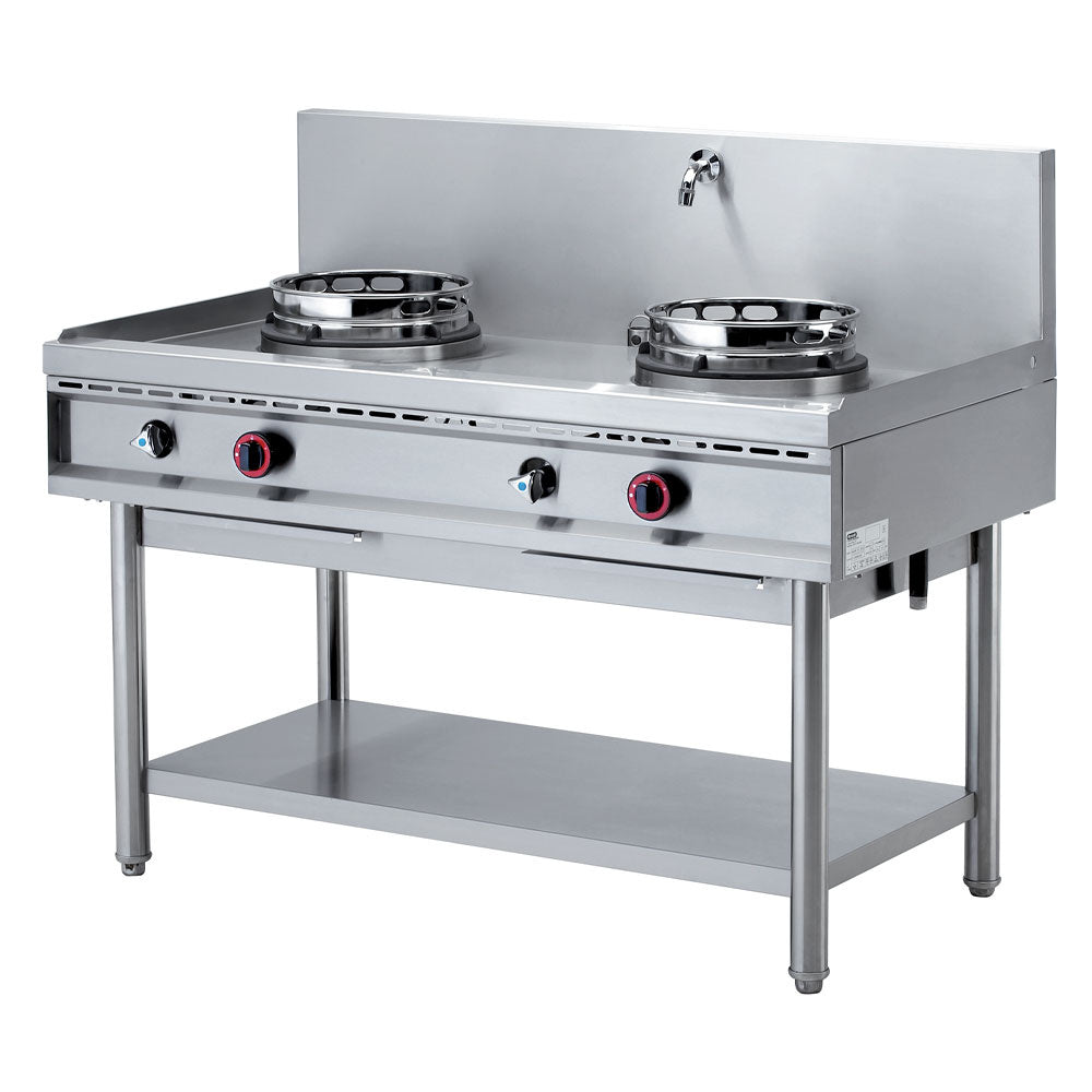 Gas wok stove, 2 burners (13 kW)