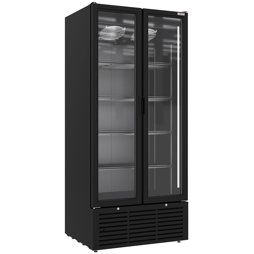 Drink display positive ventilated, 804 liters, 2 hinged doors, BLACK