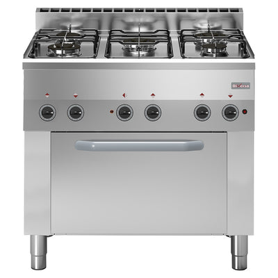 Gas range 5 burners, electric convection oven 4x GN 1/1
