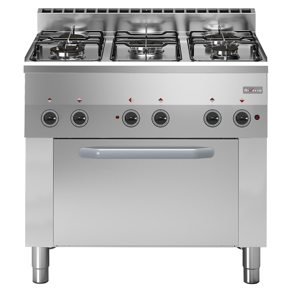 Gas range 5 burners, electric convection oven 4x GN 1/1