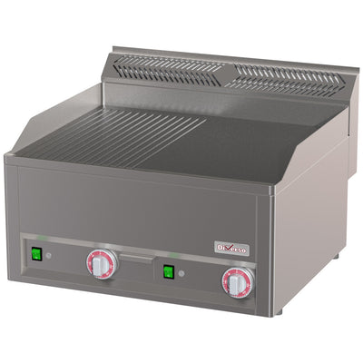 Double electric griddle, 1/2 grooved 1/2 smooth -Top-