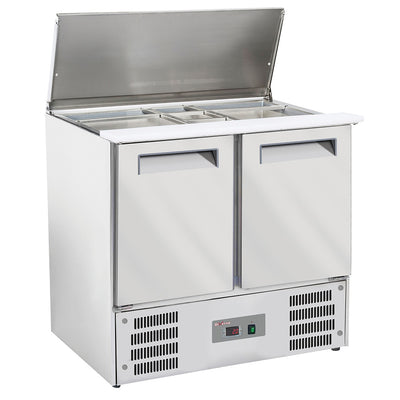 Kølet saladette med låg 2x GN 1/1 + 3x GN 1/6-150 mm + reserve 2 døre GN1/1