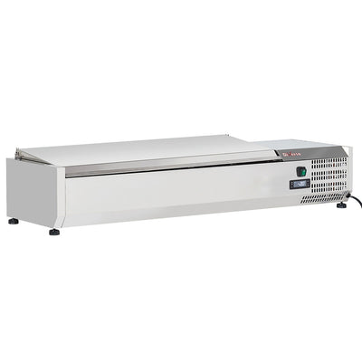 Topping hylde 5 x GN 1/3 & 1x GN 1/2 -150 mm, med rustfrit stål låg