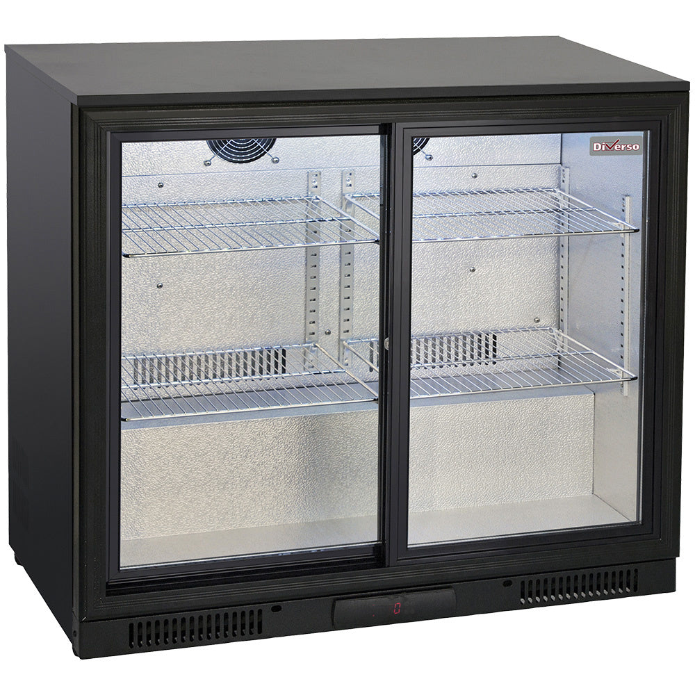 Ventilated bottle cooler, 2 sliding glass doors