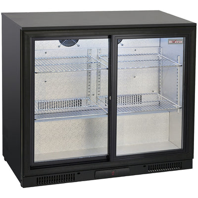 Ventilated bottle cooler, 2 sliding glass doors