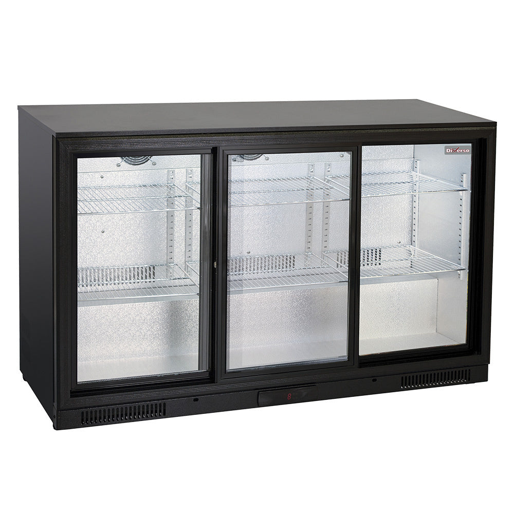 Ventilated bottle cooler, 3 sliding glass doors