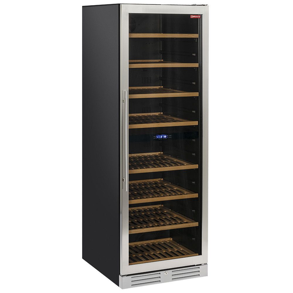 Vinkøleskab, ventileret, rustfri ståldør, 470 Lt., 2 T° - SORT