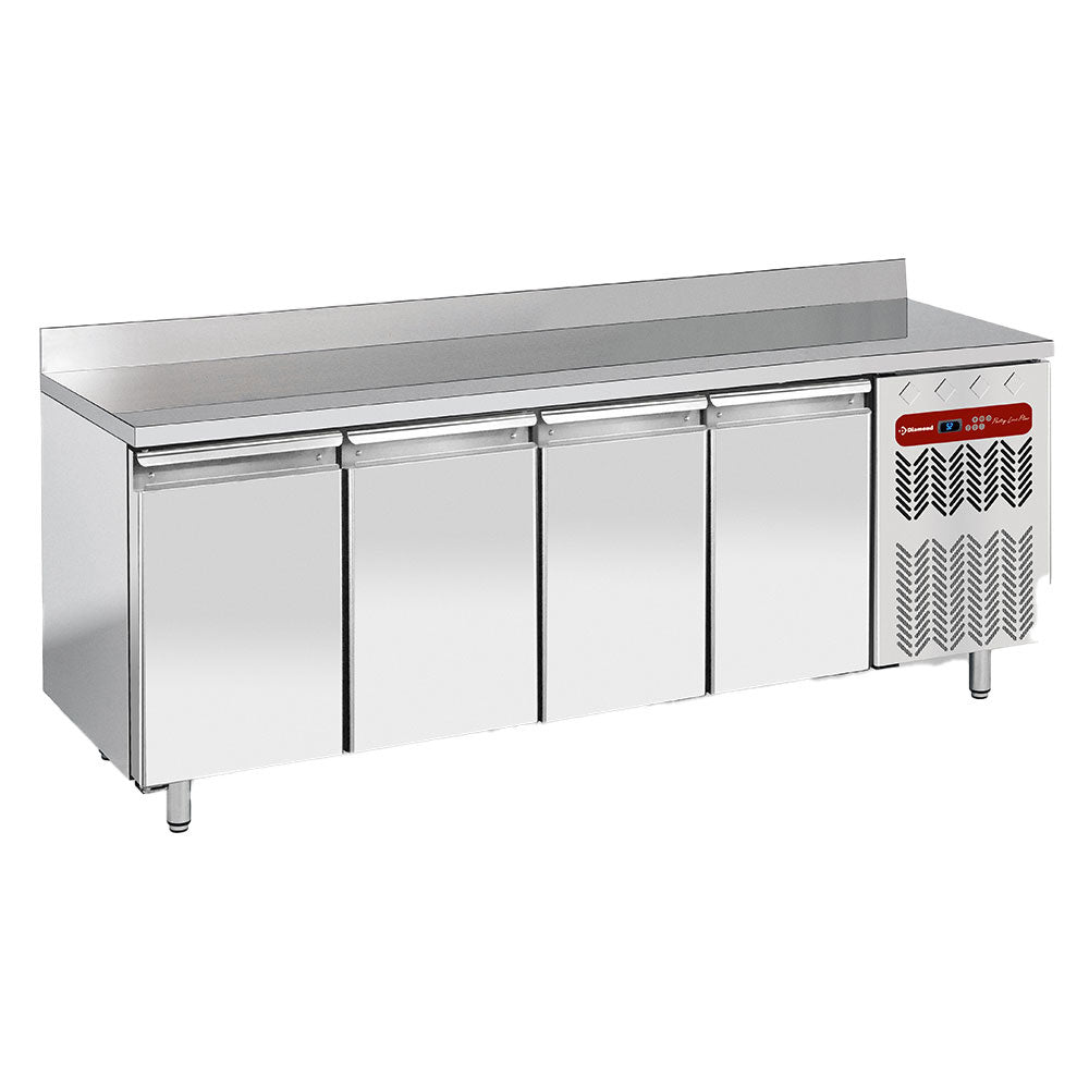 Vægkølet bord, ventileret, 4 døre EN 600x400, 760 liter