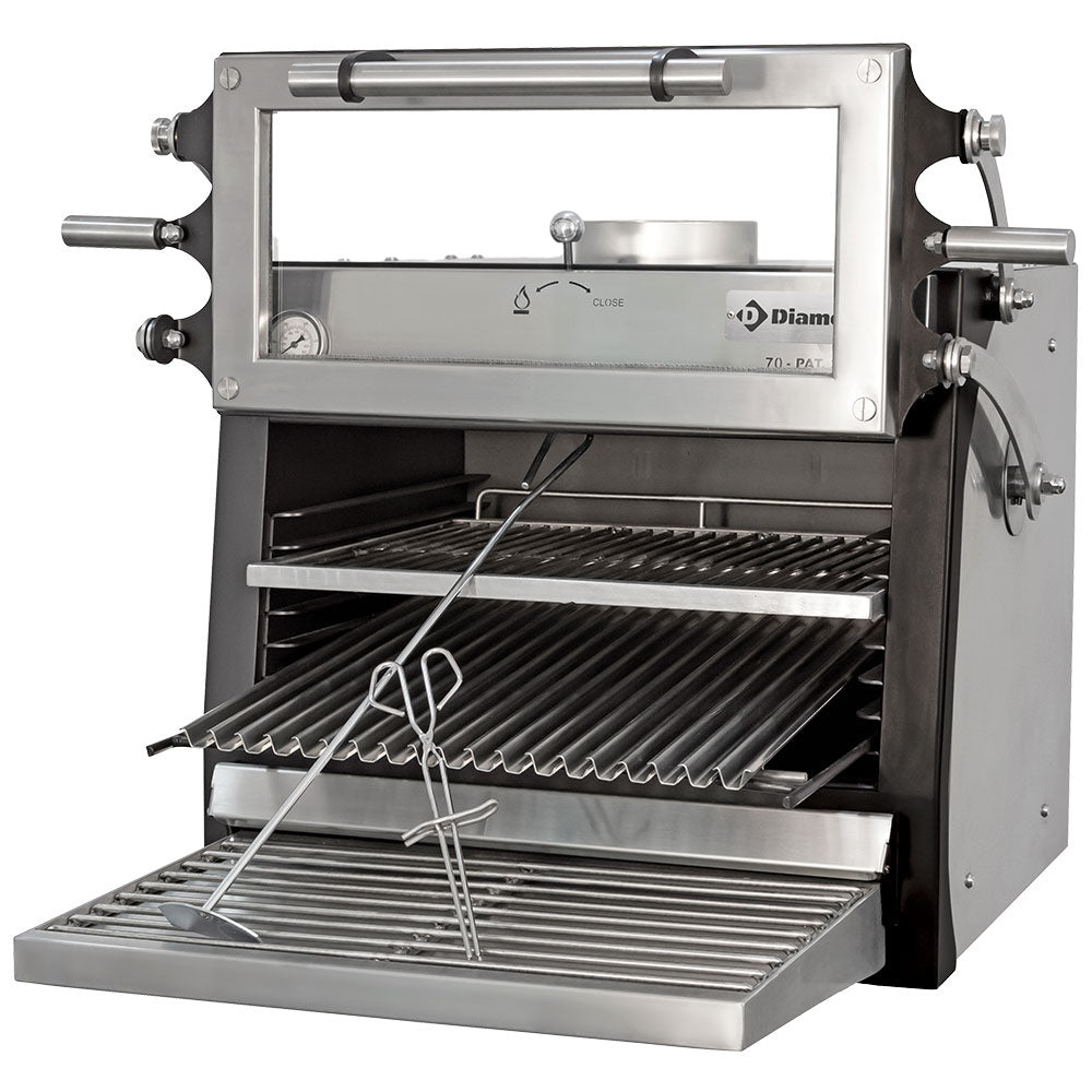 Kulgrill-BBQ, GN 1/1 (60 Kg/h)- Løftbar dør/ Rustfrit stål