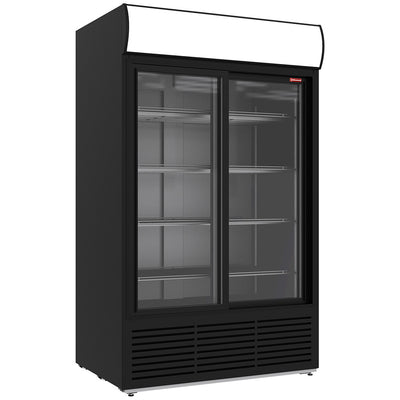 Positive refrigerated display 1230 liters, lightbox, 2 sliding doors - BLACK