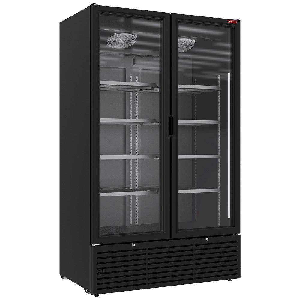 Positive refrigerated display 1142 liters, 2 hinged doors - BLACK