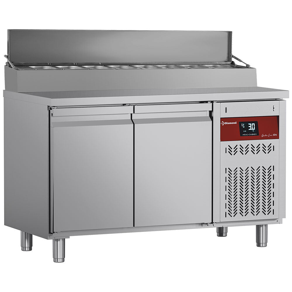Ventileret køletabel, 2 døre GN 1/1, 260 liter & kølestruktur 7x GN 1/4