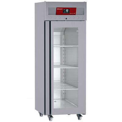 Ventileret køleskab 700 liter, 1 glasdør (GN 2/1), på hjul