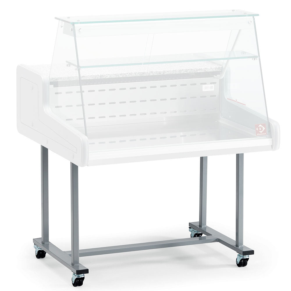 Undervogn på hjul til glasdisplay, 1000x660x610 mm