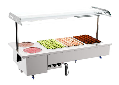 Indbygningsbain-marie enhed med skåle 3/1