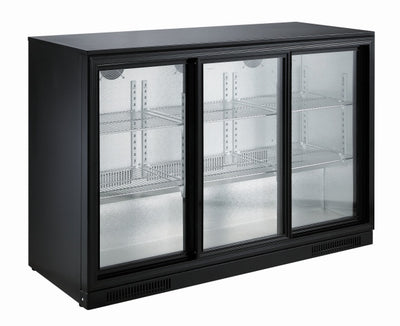 BACKBAR COOLER BLACK 3 SLIDING DOORS